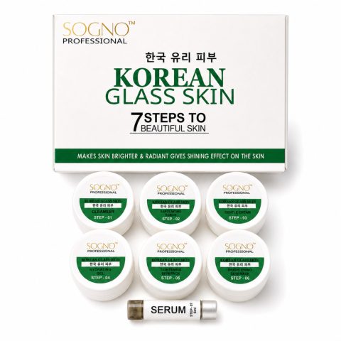 Sogno Professional Korean Glass Skin Facial Kit 7 Step Brightening & Hydrating Facial for Radiant, Clear & Glowing Skin