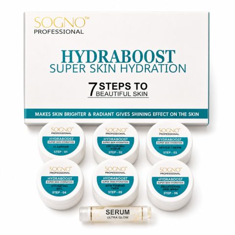 Sogno Professional HydraBoost Super Skin Hydration Kit 7 Step Facial for Glowing, Bright & Hydrated Skin